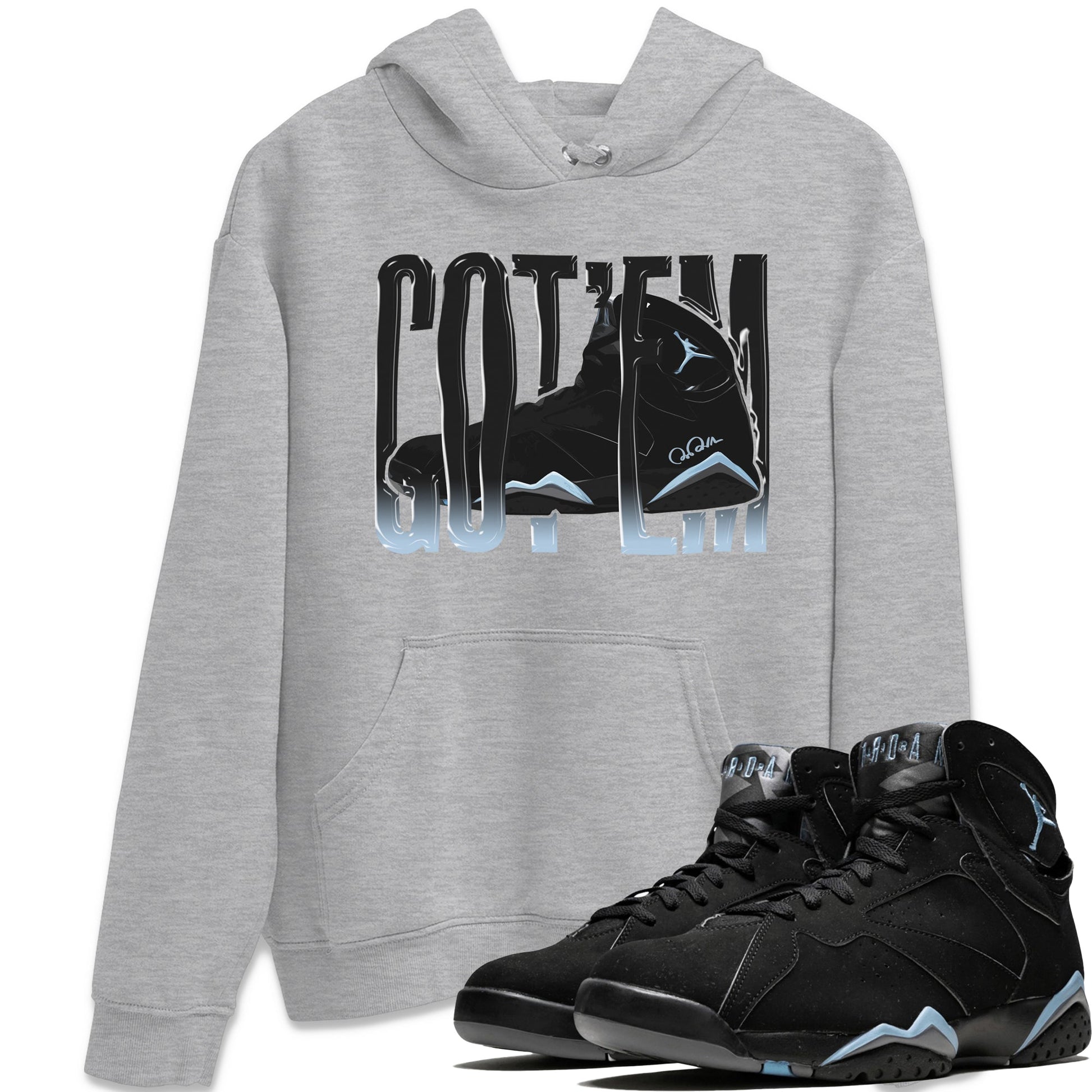 Air Jordan 7 Chambray Sneaker Match Tees Wiggling Gotem Sneaker Tees AJ7 Chambray Sneaker Release Tees Unisex Shirts Heather Grey 1