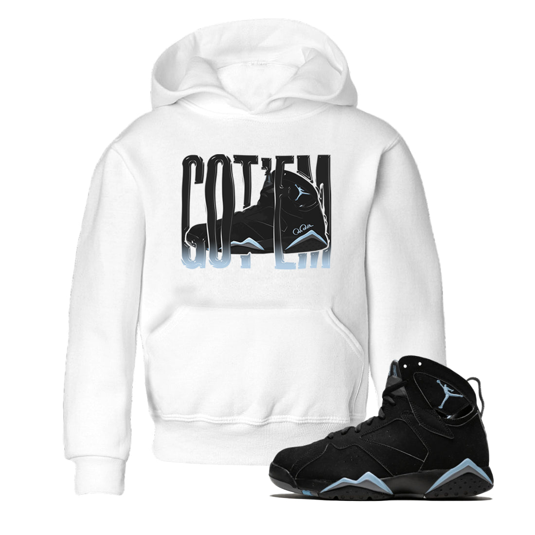 Air Jordan 7 Chambray Sneaker Match Tees Wiggling Gotem Sneaker Tees AJ7 Chambray Sneaker Release Tees Kids Shirts White 1