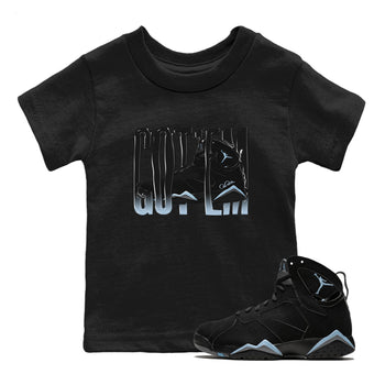 Air Jordan 7 Chambray Sneaker Match Tees Wiggling Gotem Sneaker Tees AJ7 Chambray Sneaker Release Tees Kids Shirts Black 1