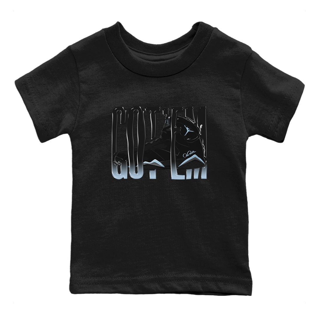 Air Jordan 7 Chambray Sneaker Match Tees Wiggling Gotem Sneaker Tees AJ7 Chambray Sneaker Release Tees Kids Shirts Black 2