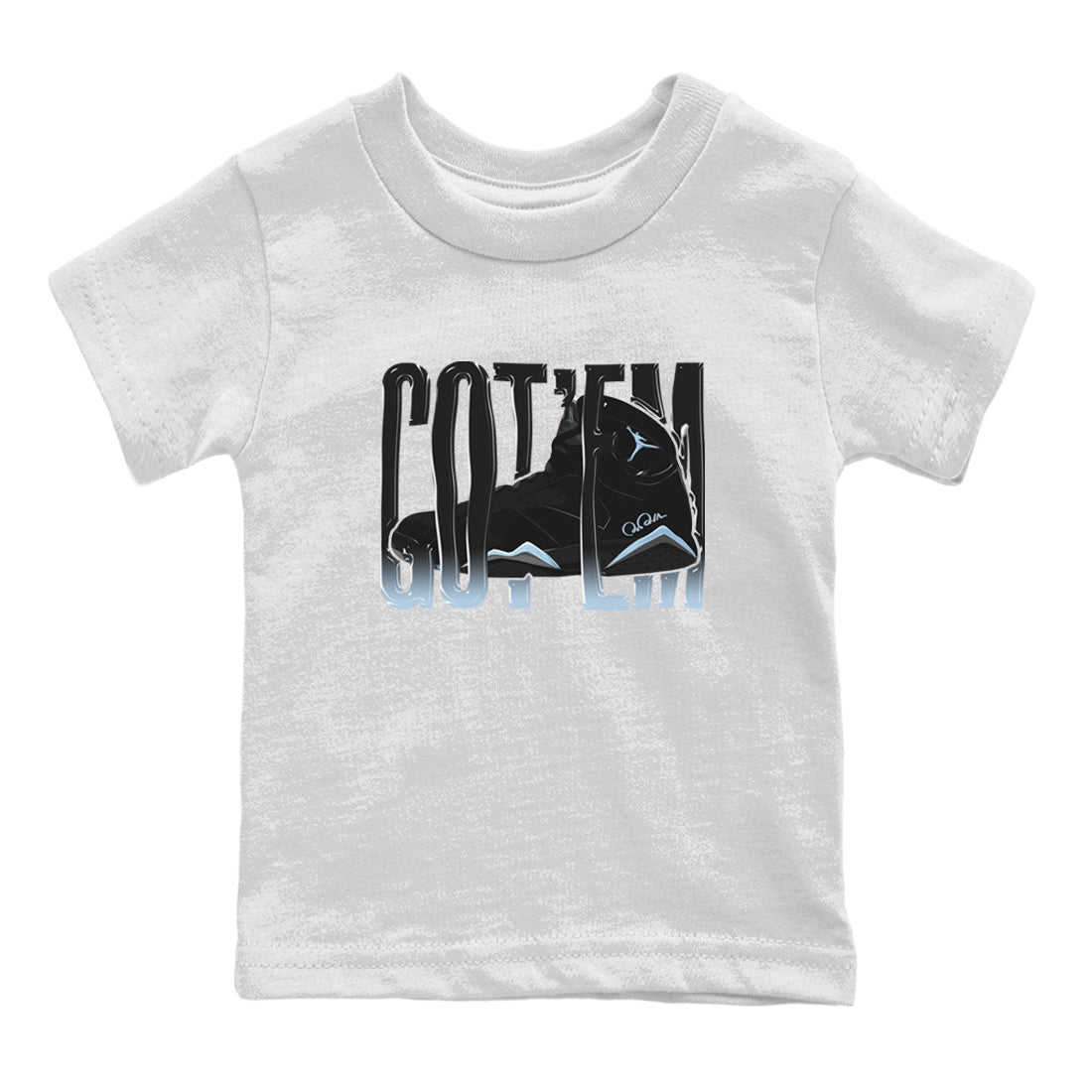 Air Jordan 7 Chambray Sneaker Match Tees Wiggling Gotem Sneaker Tees AJ7 Chambray Sneaker Release Tees Kids Shirts White 2
