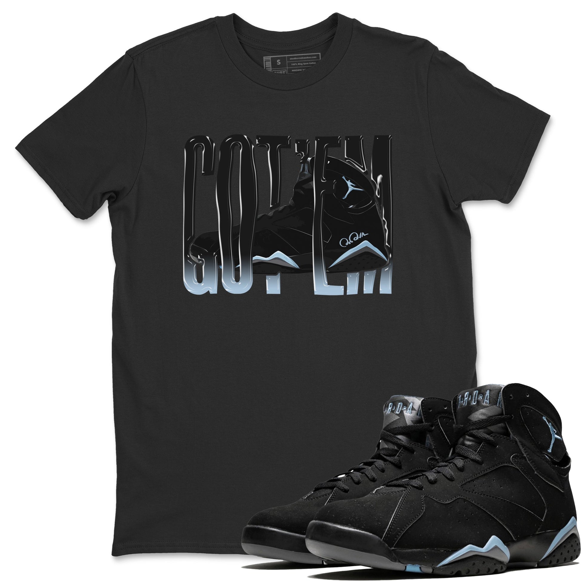 Air Jordan 7 Chambray Sneaker Match Tees Wiggling Gotem Sneaker Tees AJ7 Chambray Sneaker Release Tees Unisex Shirts Black 1