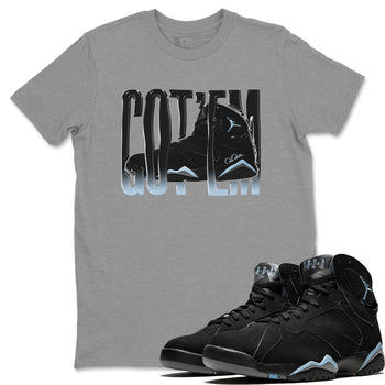 Air Jordan 7 Chambray Wiggling Gotem Crew Neck Sneaker Tees AJ7 Chambray Sneaker T-Shirts Size Chart