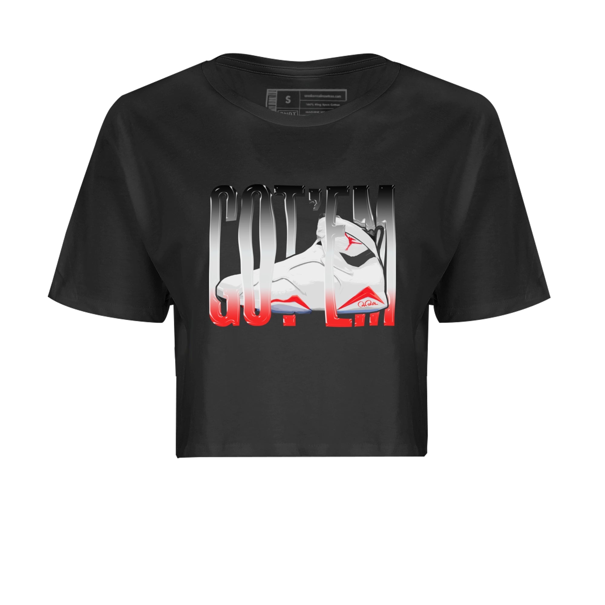 Air Jordan 7 Infrared Sneaker Match Tees Wiggling Gotem Sneaker Tees AJ7 Infrared Sneaker Release Tees Women's Shirts Black 2