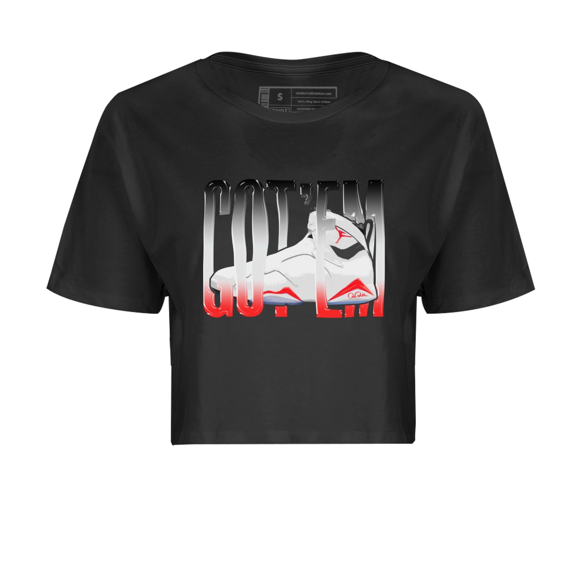 Air Jordan 7 Infrared Sneaker Match Tees Wiggling Gotem Sneaker Tees AJ7 Infrared Sneaker Release Tees Women's Shirts Black 2