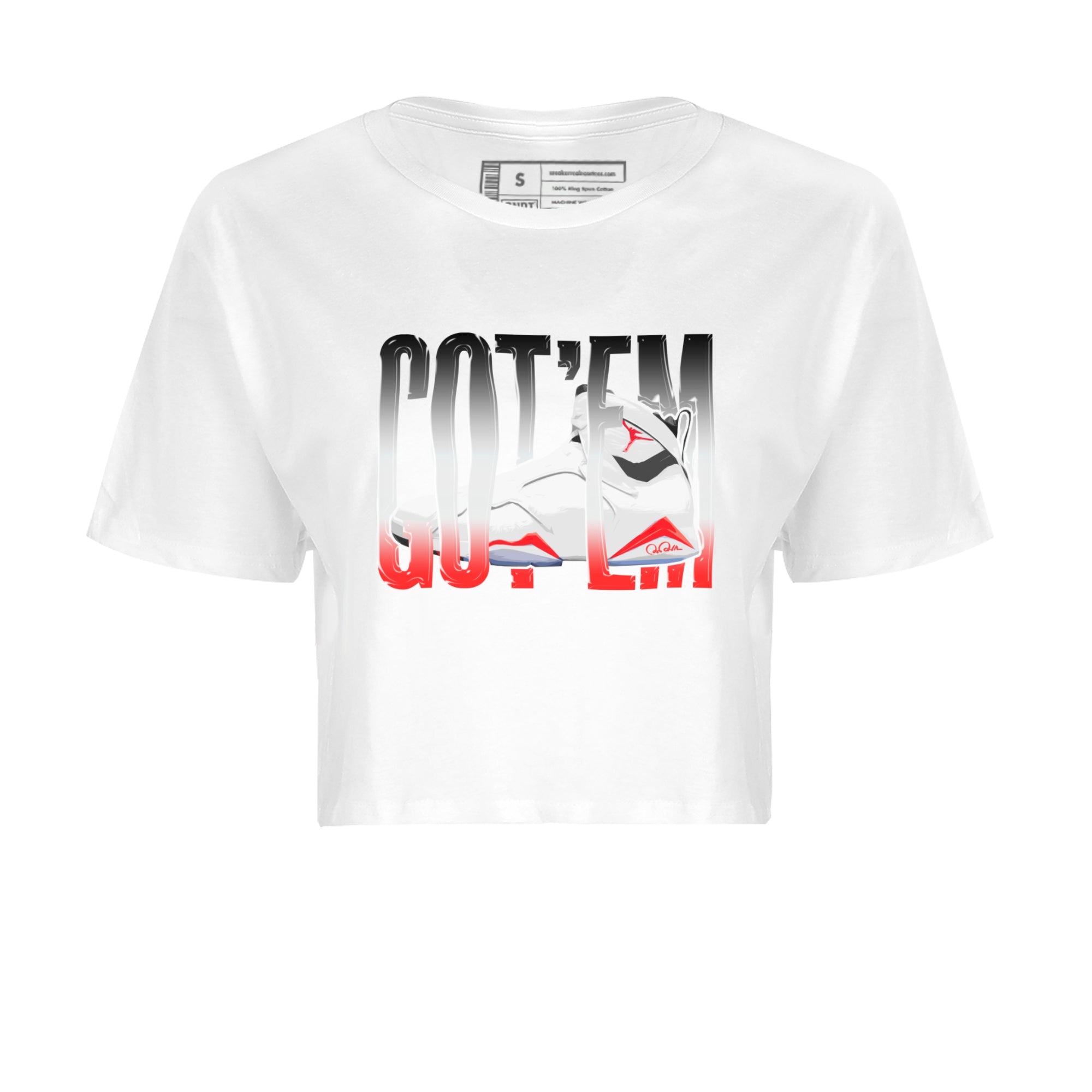 Air Jordan 7 Infrared Sneaker Match Tees Wiggling Gotem Sneaker Tees AJ7 Infrared Sneaker Release Tees Women's Shirts White 2