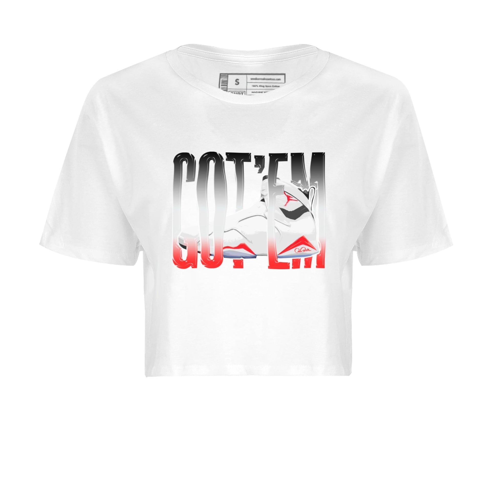 Air Jordan 7 Infrared Sneaker Match Tees Wiggling Gotem Sneaker Tees AJ7 Infrared Sneaker Release Tees Women's Shirts White 2