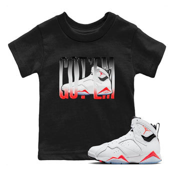 Air Jordan 7 Infrared Sneaker Match Tees Wiggling Gotem Sneaker Tees AJ7 Infrared Sneaker Release Tees Kids Shirts Black 1