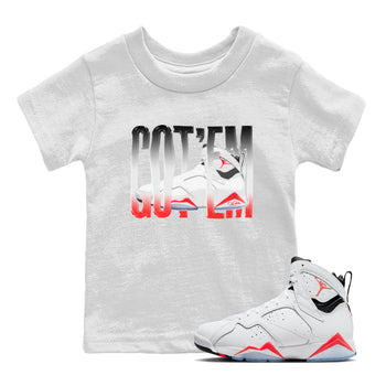 Air Jordan 7 Infrared Sneaker Match Tees Wiggling Gotem Sneaker Tees AJ7 Infrared Sneaker Release Tees Kids Shirts White 1