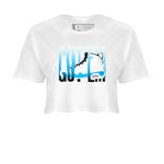 9s Powder Blue shirt to match jordans Wiggling Gotem sneaker tees Air Jordan 9 Powder Blue SNRT Sneaker Release Tees White 2 crop length shirt