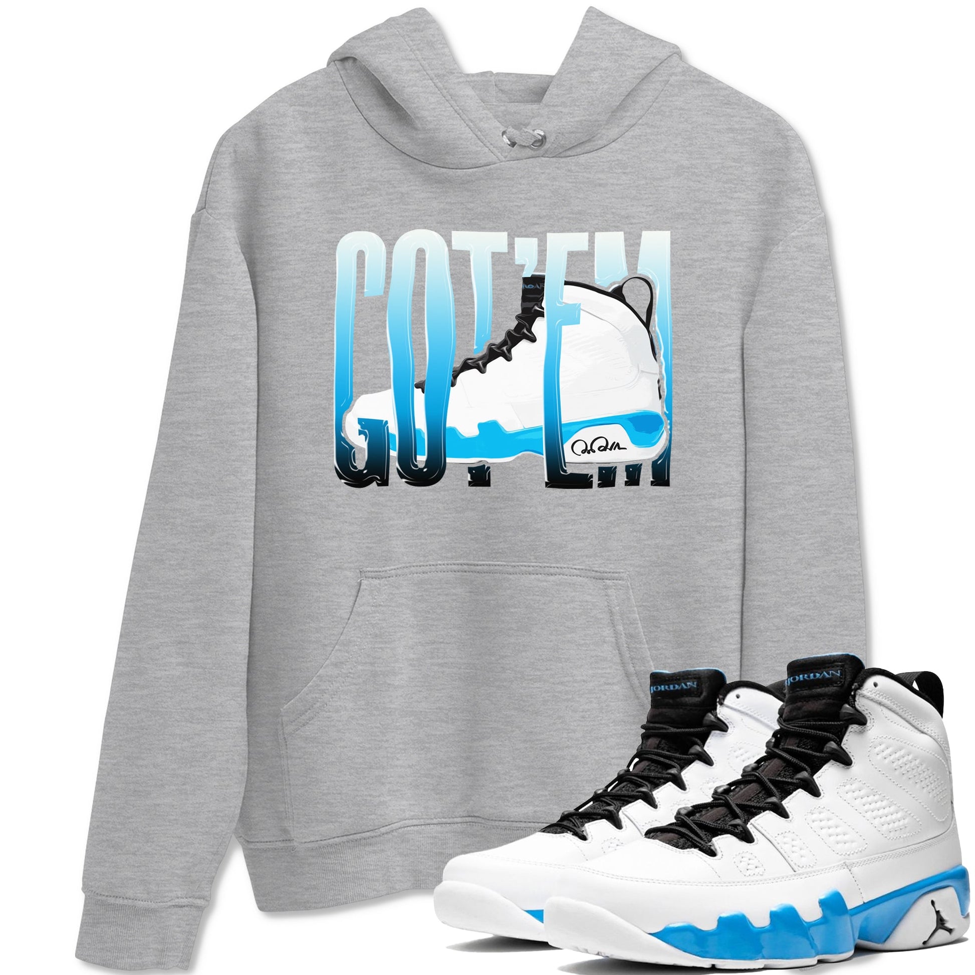 9s Powder Blue shirt to match jordans Wiggling Gotem sneaker tees Air Jordan 9 Powder Blue SNRT Sneaker Release Tees unisex cotton Heather Grey 1 crew neck shirt