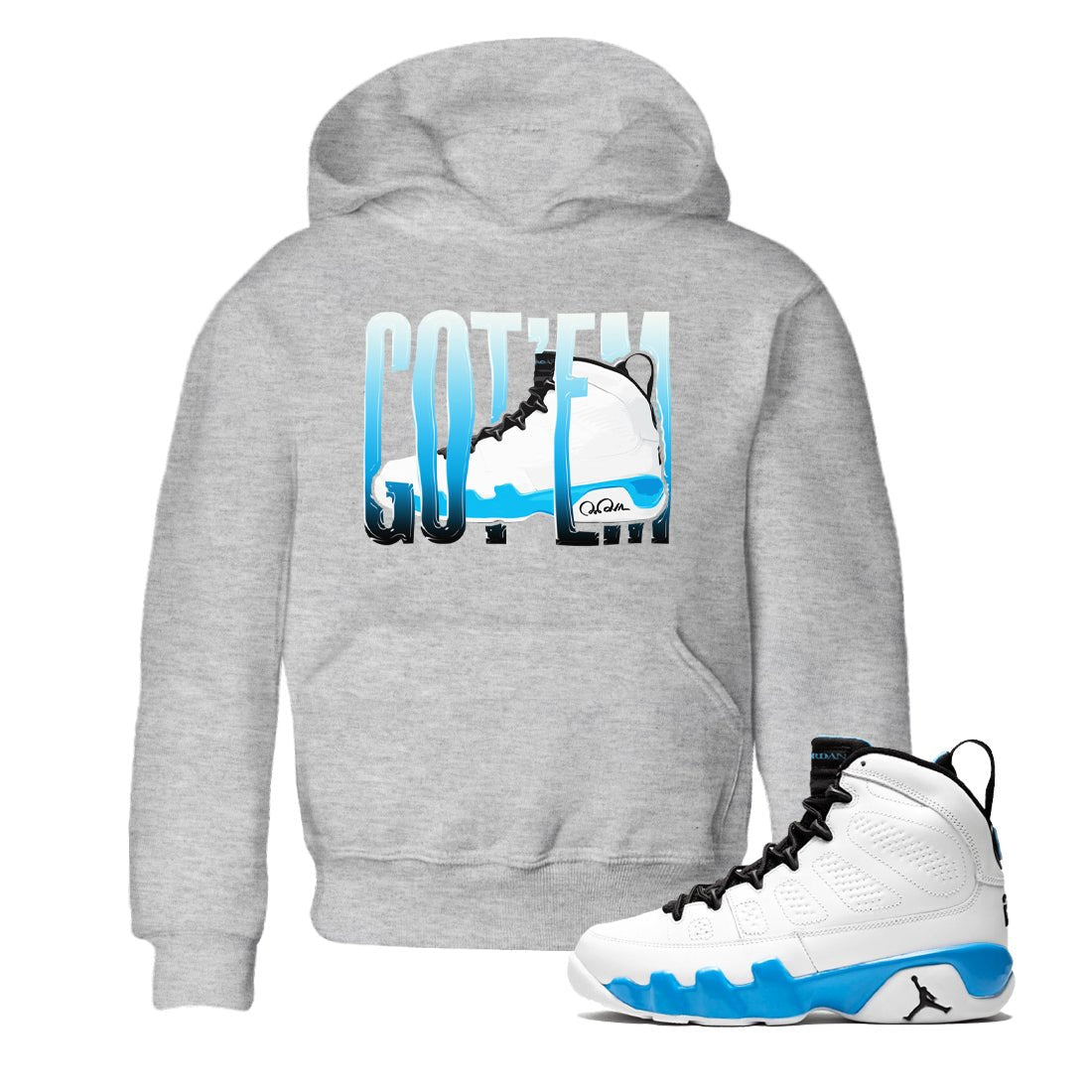 9s Powder Blue shirt to match jordans Wiggling Gotem sneaker tees Air Jordan 9 Powder Blue SNRT sneaker release tees baby toddler Heather Grey 1 cotton Shirt