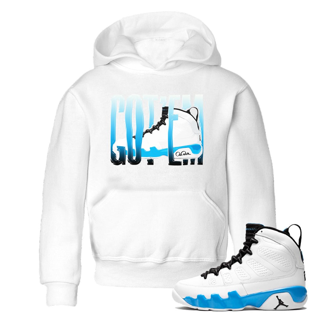 9s Powder Blue shirt to match jordans Wiggling Gotem sneaker tees Air Jordan 9 Powder Blue SNRT sneaker release tees baby toddler White 1 cotton Shirt