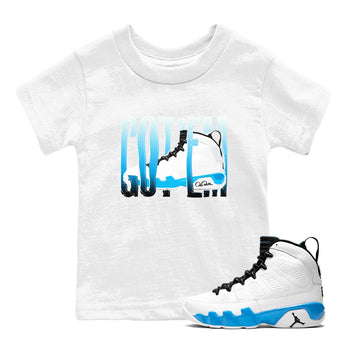 9s Powder Blue shirt to match jordans Wiggling Gotem sneaker tees Air Jordan 9 Powder Blue SNRT sneaker release tees baby toddler White 1 cotton Shirt
