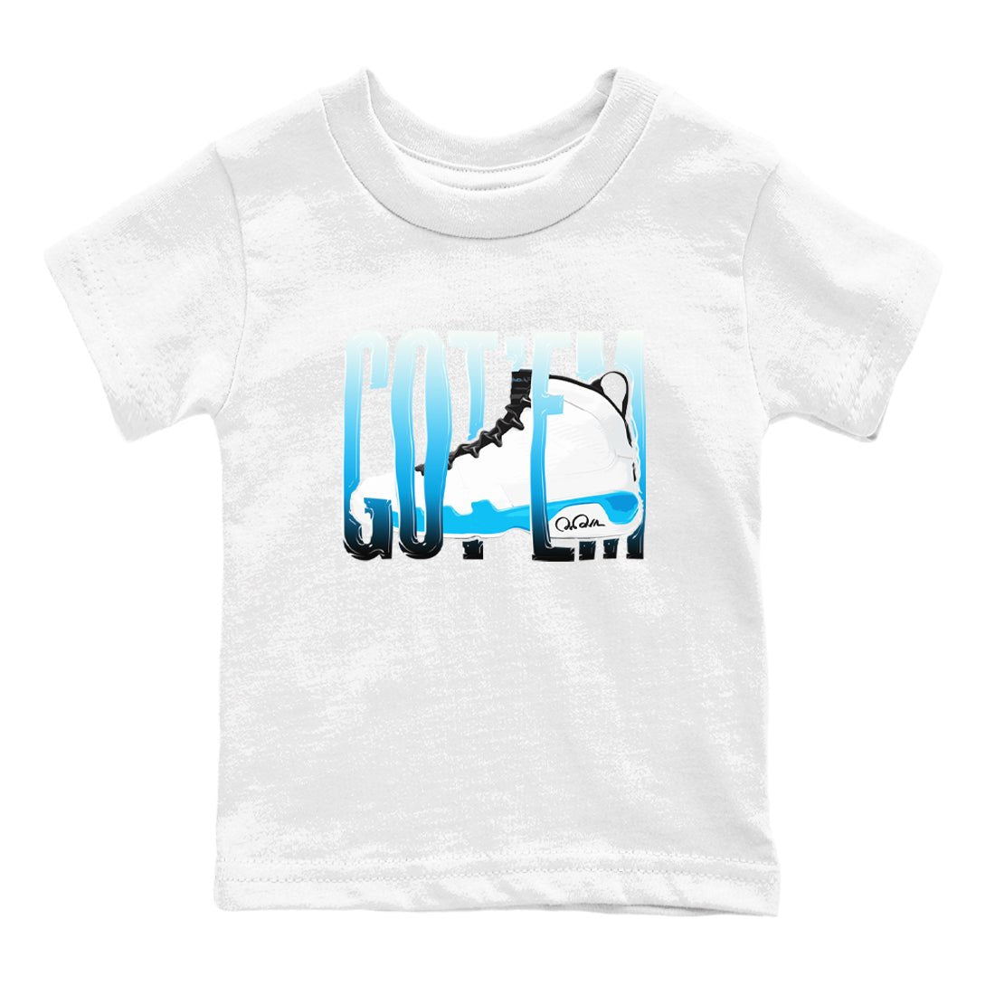 9s Powder Blue shirt to match jordans Wiggling Gotem sneaker tees Air Jordan 9 Powder Blue SNRT sneaker release tees baby toddler White 2 cotton Shirt
