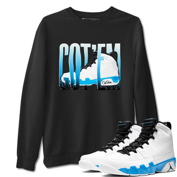 9s Powder Blue shirt to match jordans Wiggling Gotem sneaker tees Air Jordan 9 Powder Blue SNRT Sneaker Release Tees unisex cotton Black 1 crew neck shirt
