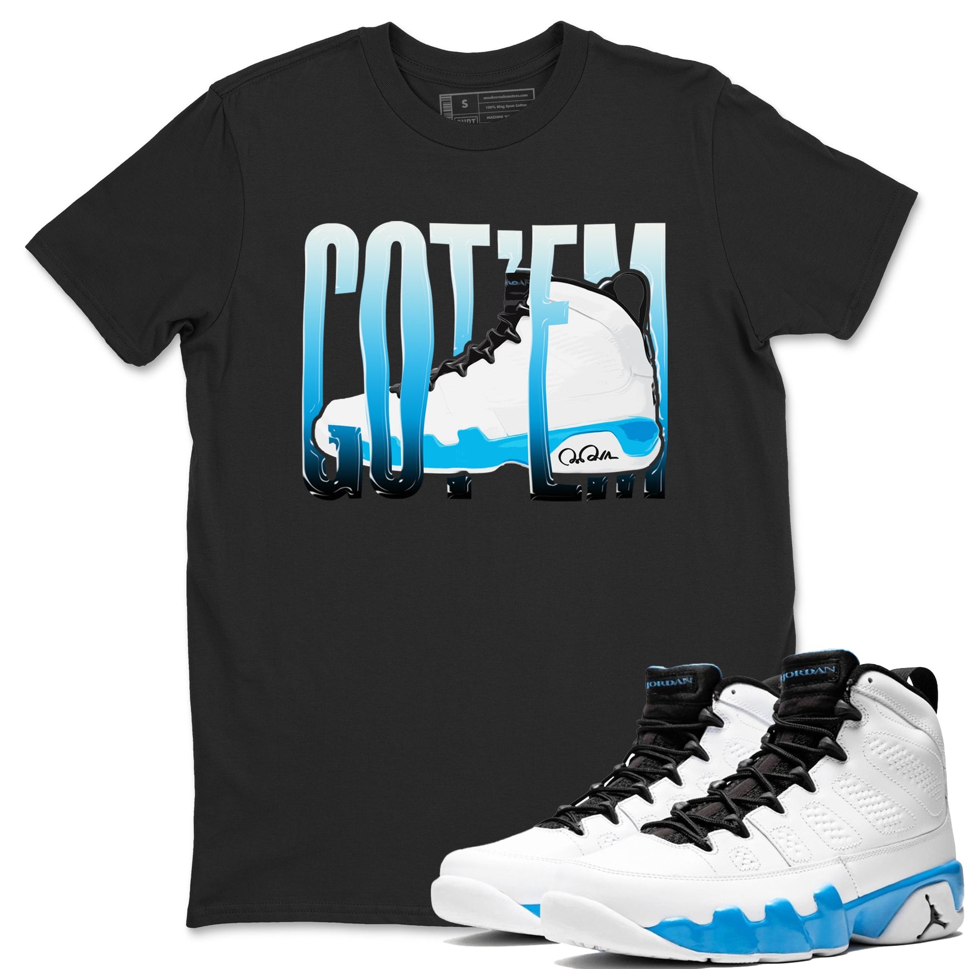 9s Powder Blue shirt to match jordans Wiggling Gotem sneaker tees Air Jordan 9 Powder Blue SNRT Sneaker Release Tees unisex cotton Black 1 crew neck shirt
