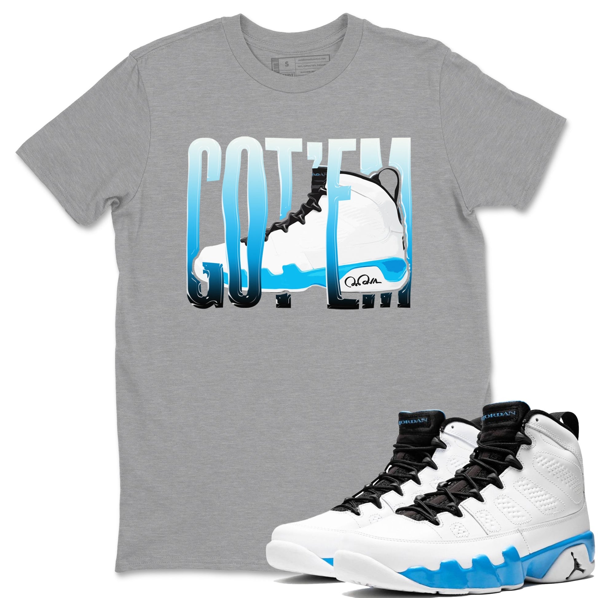 9s Powder Blue shirt to match jordans Wiggling Gotem sneaker tees Air Jordan 9 Powder Blue SNRT Sneaker Release Tees unisex cotton Heather Grey 1 crew neck shirt