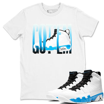9s Powder Blue shirt to match jordans Wiggling Gotem sneaker tees Air Jordan 9 Powder Blue SNRT Sneaker Release Tees unisex cotton White 1 crew neck shirt