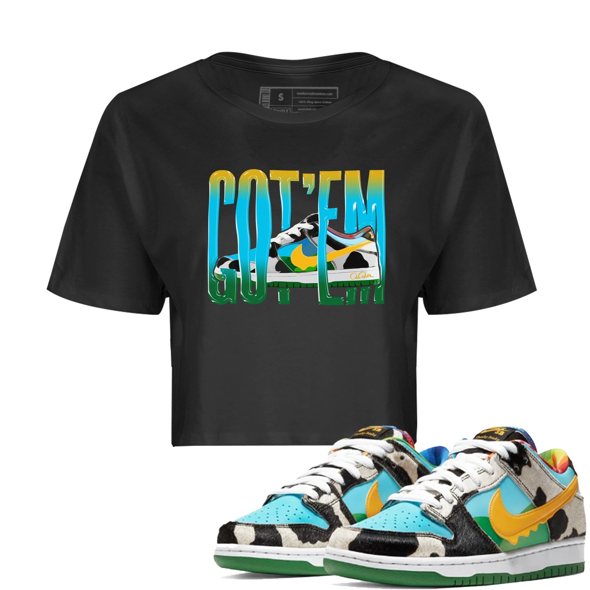 Dunk Chunky Dunky Sneaker Match Tees Wiggling Gotem Sneaker Tees Nike SB Ben's Jerrys Sneaker Release Tees Women's Shirts Black 1