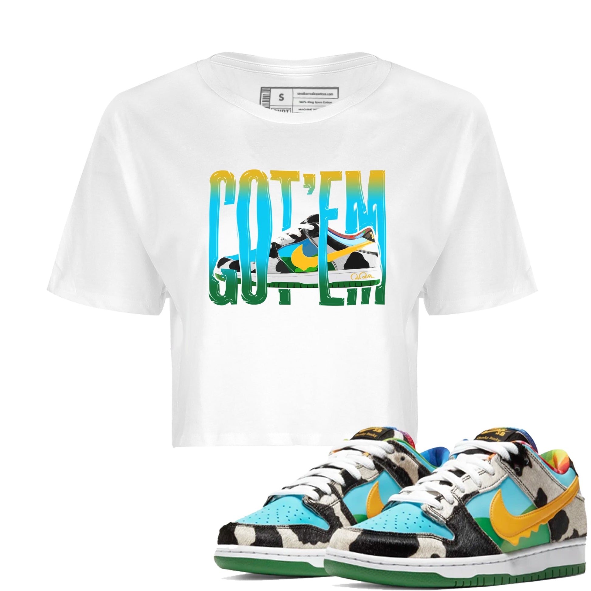 Dunk Chunky Dunky Sneaker Match Tees Wiggling Gotem Sneaker Tees Nike SB Ben's Jerrys Sneaker Release Tees Women's Shirts White 1