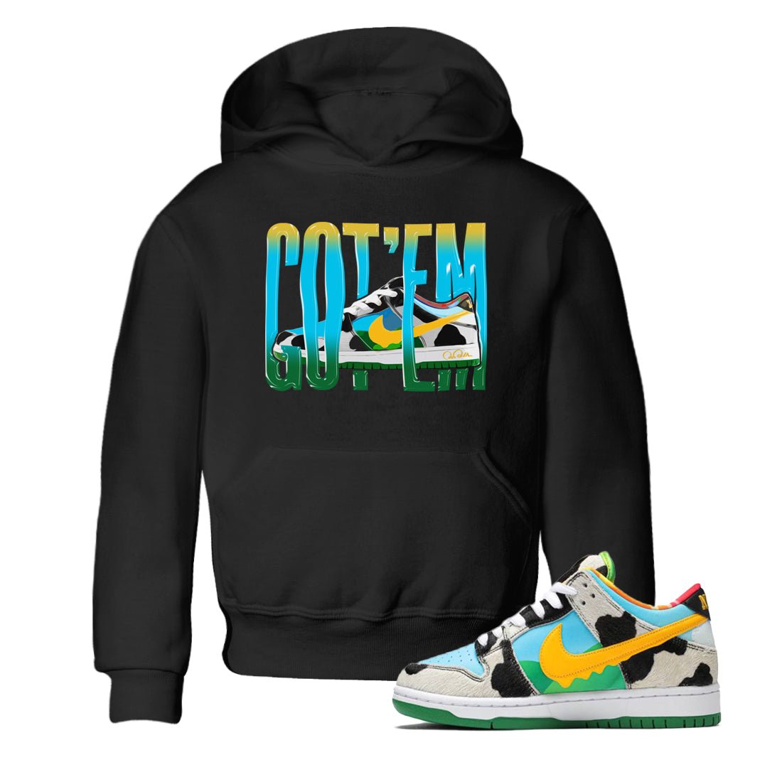 Dunk Chunky Dunky Sneaker Match Tees Wiggling Gotem Sneaker Tees Nike SB Ben's Jerrys Sneaker Release Tees Kids Shirts Black 1