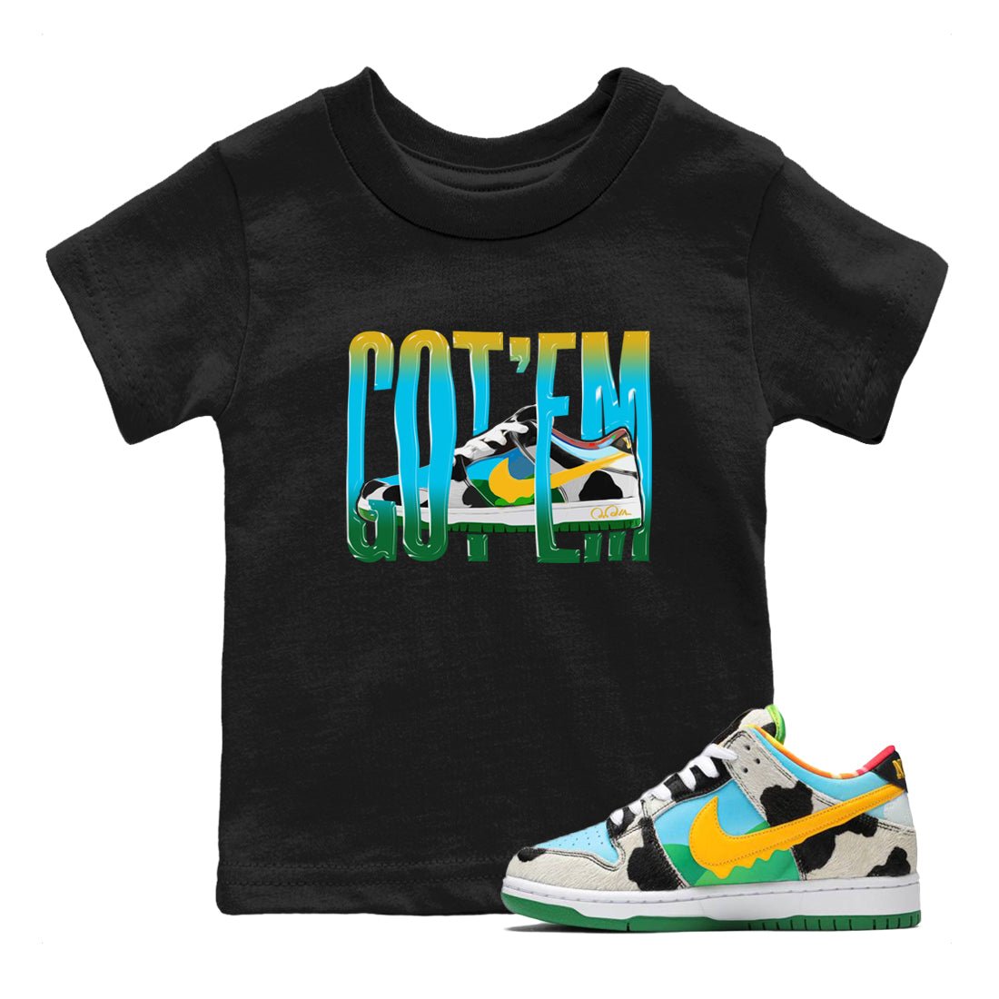 Dunk Chunky Dunky Sneaker Match Tees Wiggling Gotem Sneaker Tees Nike SB Ben's Jerrys Sneaker Release Tees Kids Shirts Black 1