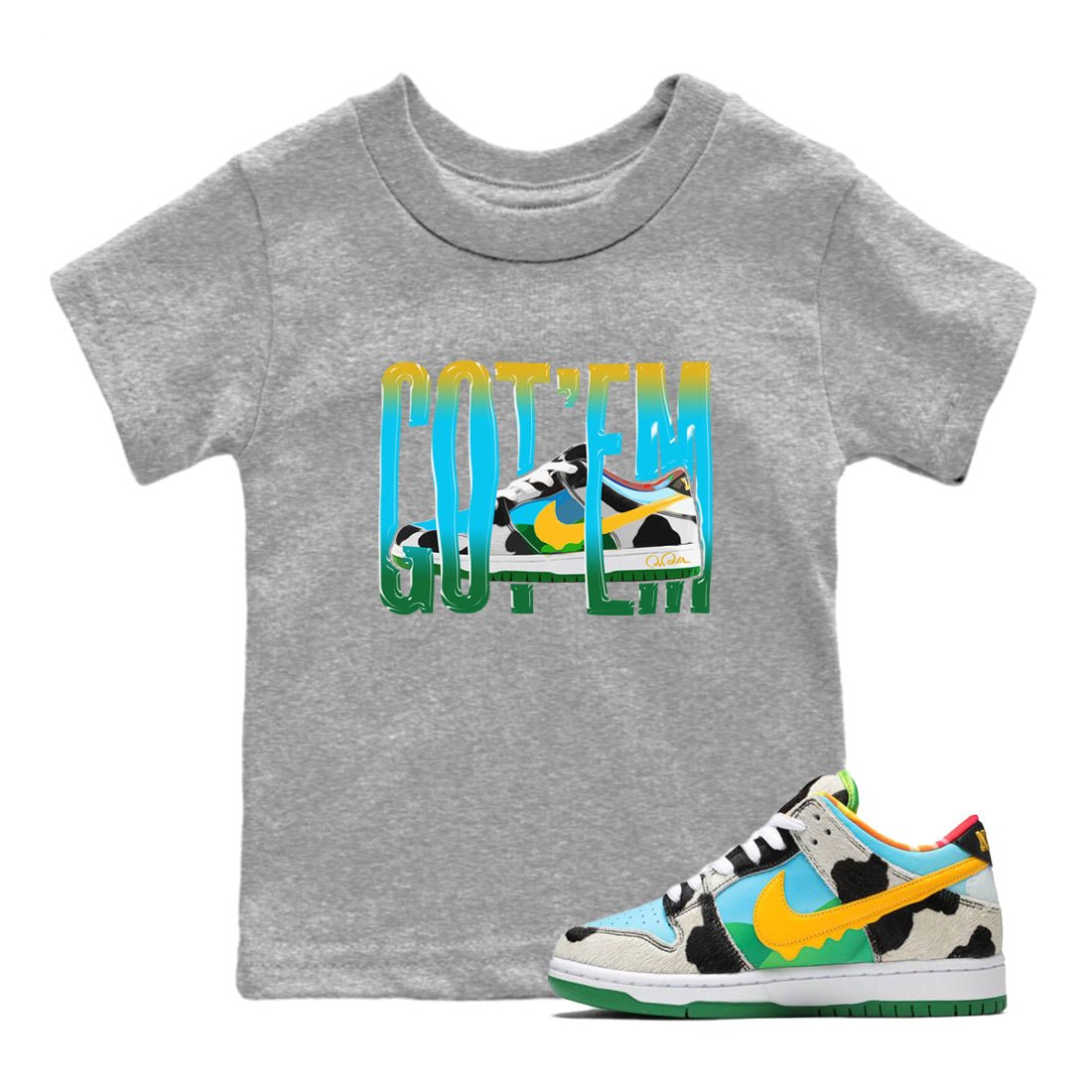 Dunk Chunky Dunky Sneaker Match Tees Wiggling Gotem Sneaker Tees Nike SB Ben's Jerrys Sneaker Release Tees Kids Shirts Heather Grey 1
