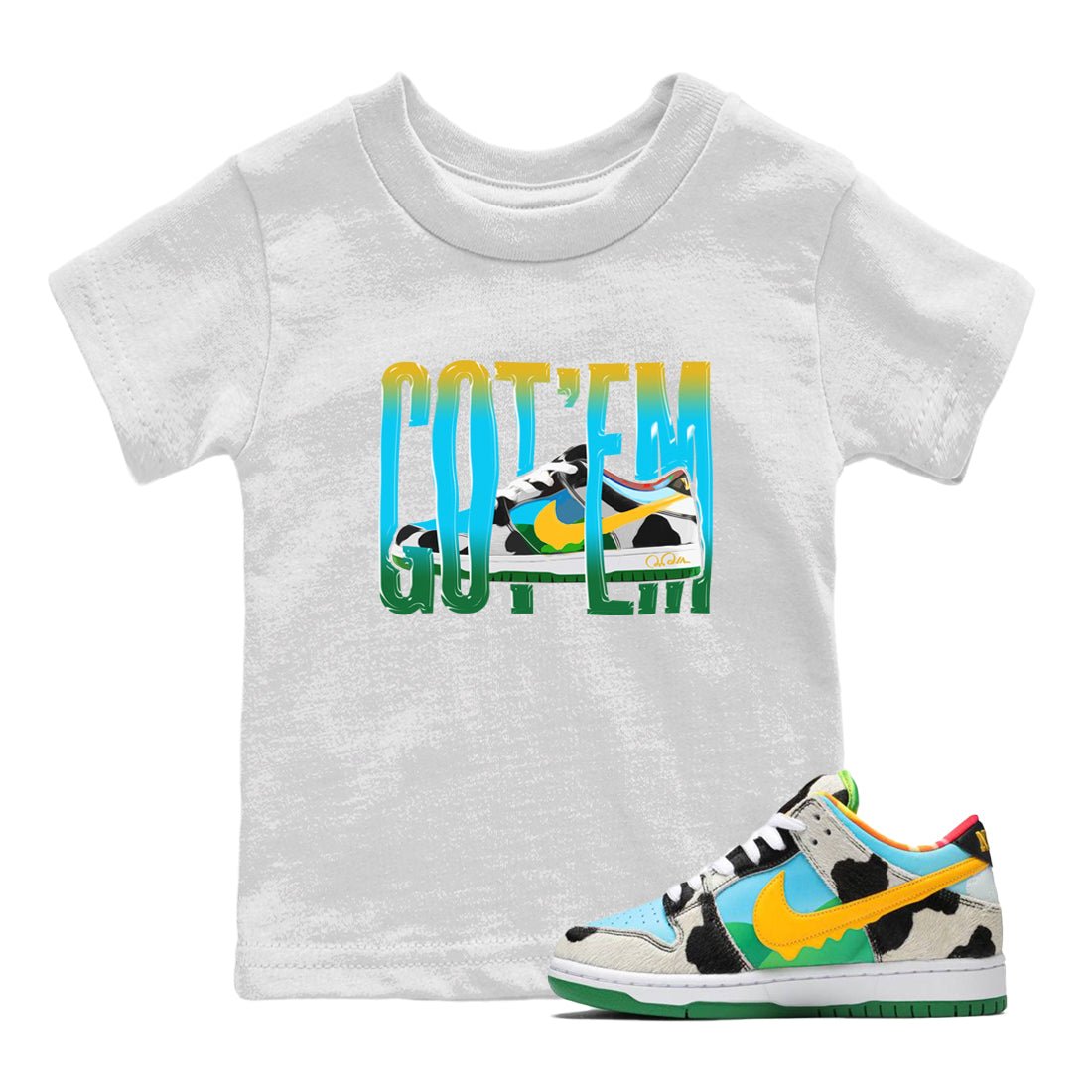 Dunk Chunky Dunky Sneaker Match Tees Wiggling Gotem Sneaker Tees Nike SB Ben's Jerrys Sneaker Release Tees Kids Shirts White 1