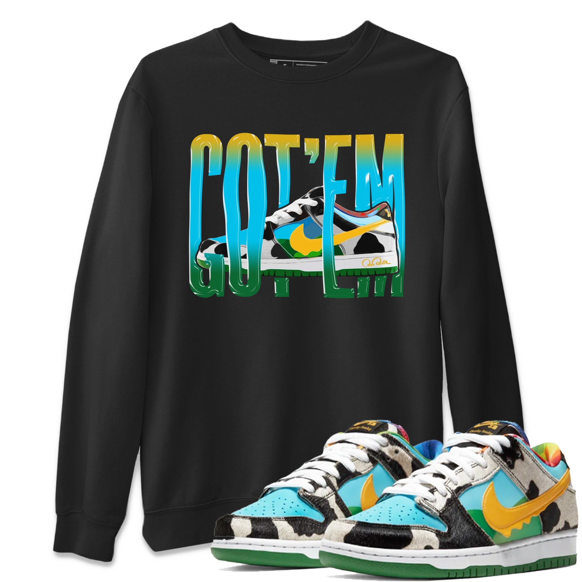 Dunk Chunky Dunky Sneaker Match Tees Wiggling Gotem Sneaker Tees Nike SB Ben's Jerrys Sneaker Release Tees Unisex Shirts Black 1