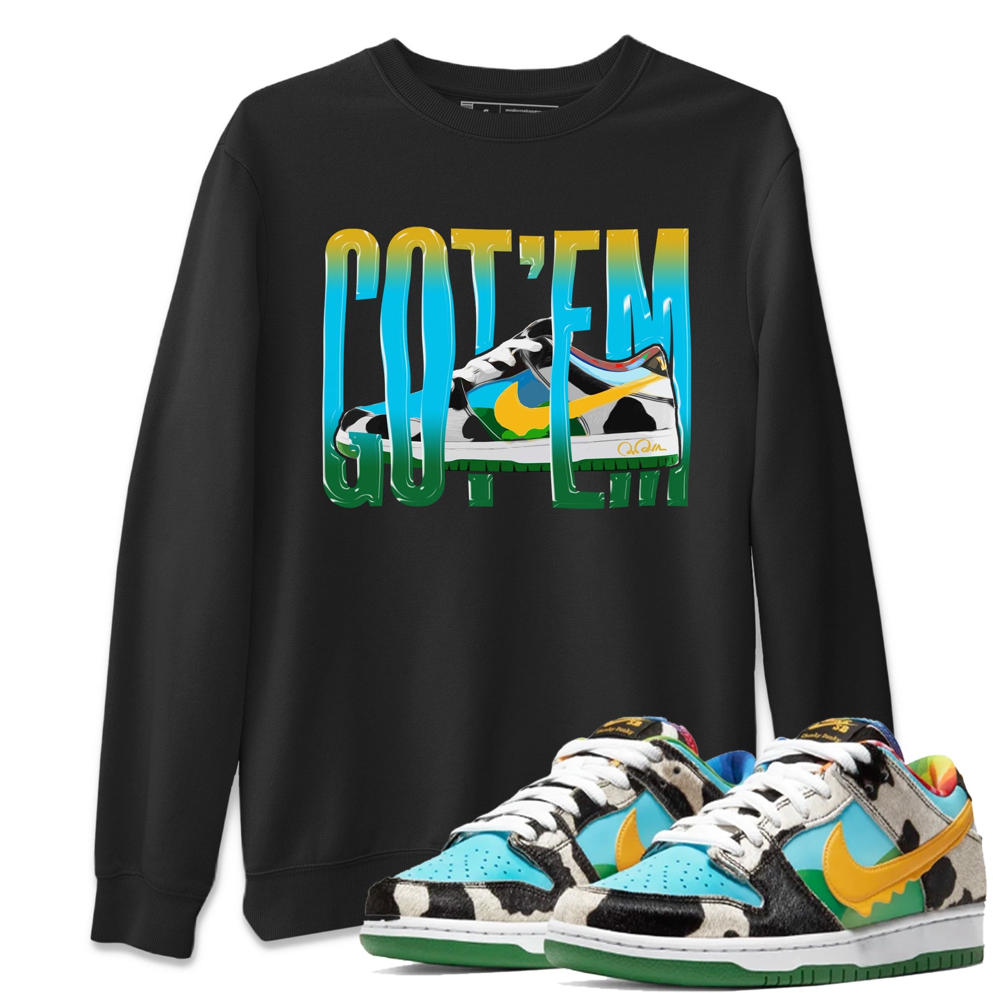 Dunk Chunky Dunky Sneaker Match Tees Wiggling Gotem Sneaker Tees Nike SB Ben's Jerrys Sneaker Release Tees Unisex Shirts Black 1