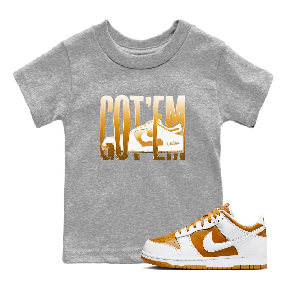 Dunk Dark Curry shirt to match jordans Wiggling Gotem sneaker tees AJ1 Low Dark Curry SNRT sneaker release tees baby toddler Heather Grey 1 cotton Shirt