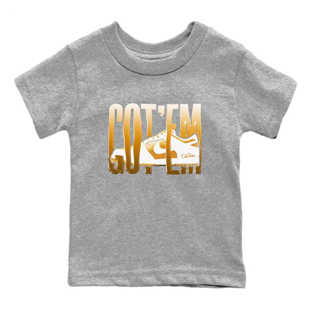 Dunk Dark Curry shirt to match jordans Wiggling Gotem sneaker tees AJ1 Low Dark Curry SNRT sneaker release tees baby toddler Heather Grey 2 cotton Shirt