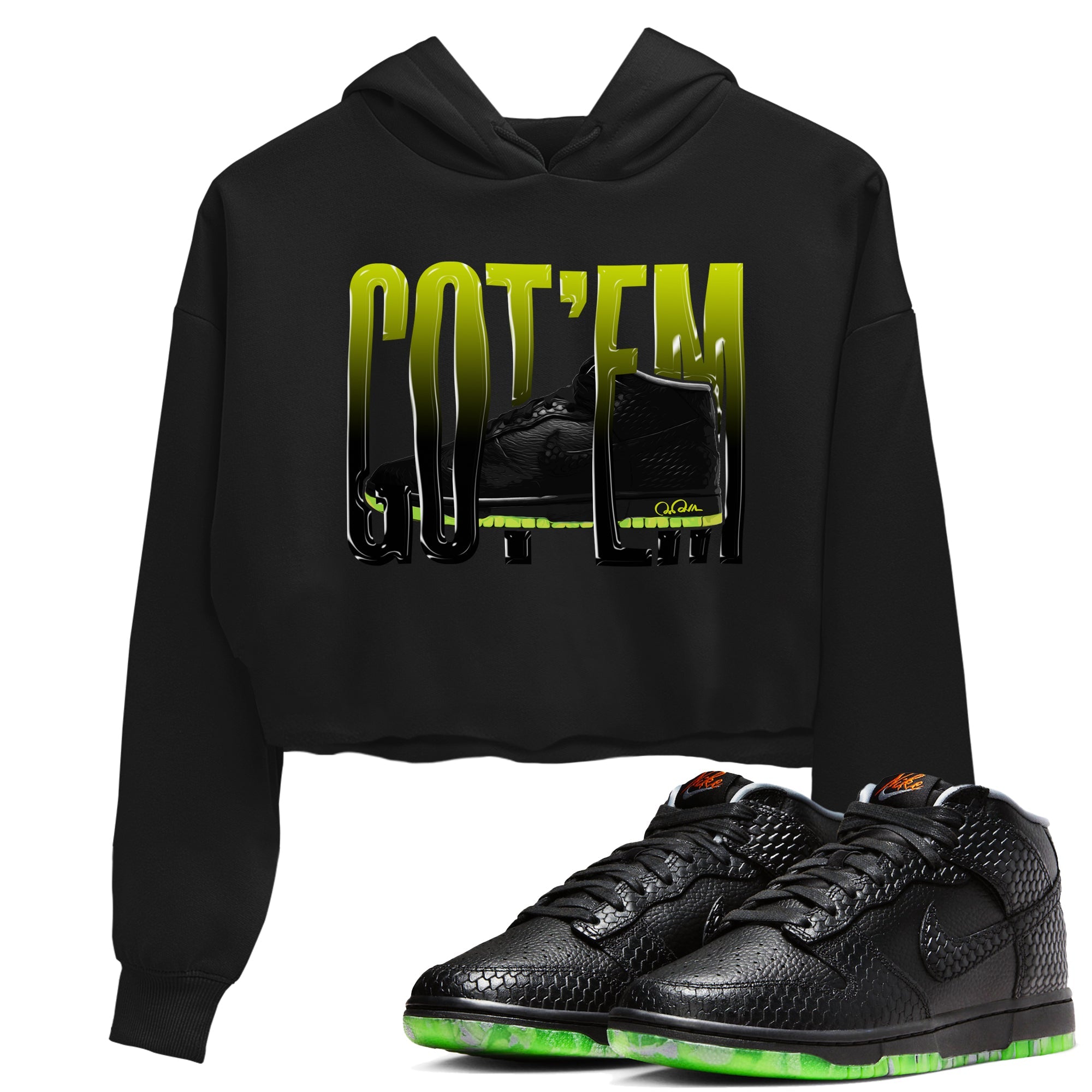 Dunk Mid Premium shirt to match jordans Wiggling Gotem sneaker tees halloween horror nights Nike Dunk Halloween SNRT Sneaker Release Tees Black 1 Crop T-Shirt