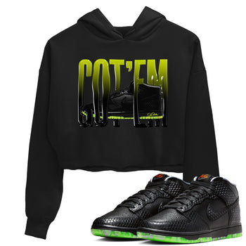 Dunk Mid Premium shirt to match jordans Wiggling Gotem sneaker tees halloween horror nights Nike Dunk Halloween SNRT Sneaker Release Tees Black 1 Crop T-Shirt
