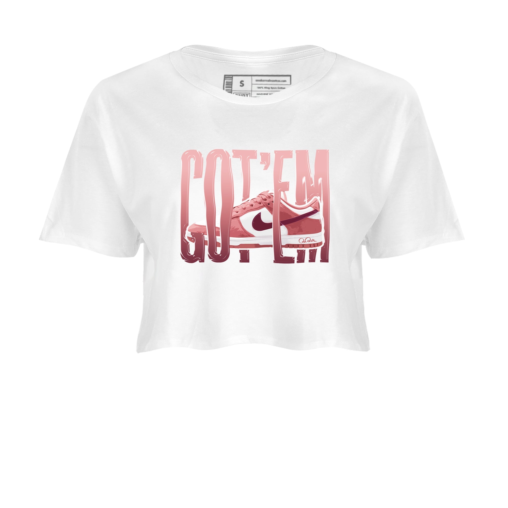 Dunk Valentines Day 2024 shirt to match jordans Wiggling Gotem sneaker tees Dunk Happy Valentines Day 2024 SNRT Sneaker Release Tees White 2 Crop T-Shirt