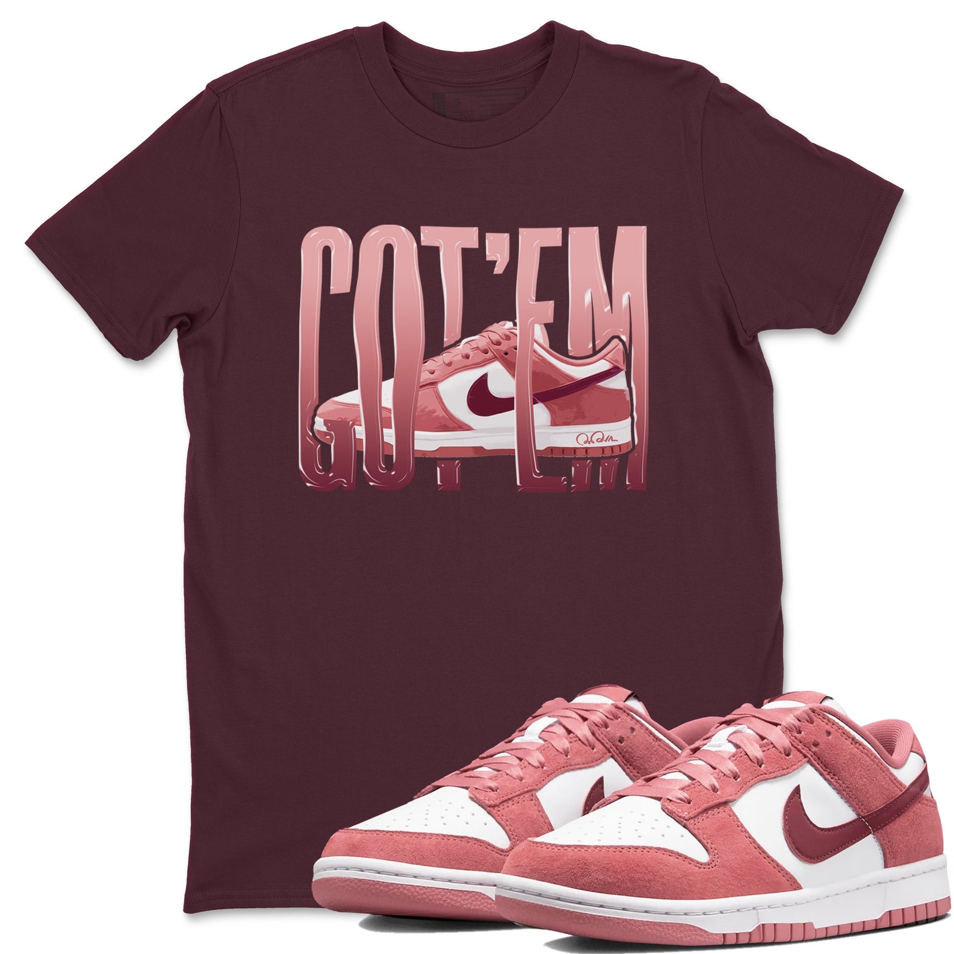 Dunk Valentines Day 2024 shirt to match jordans Wiggling Gotem sneaker tees Dunk Happy Valentines Day 2024 SNRT Sneaker Release Tees Unisex Maroon 1 T-Shirt