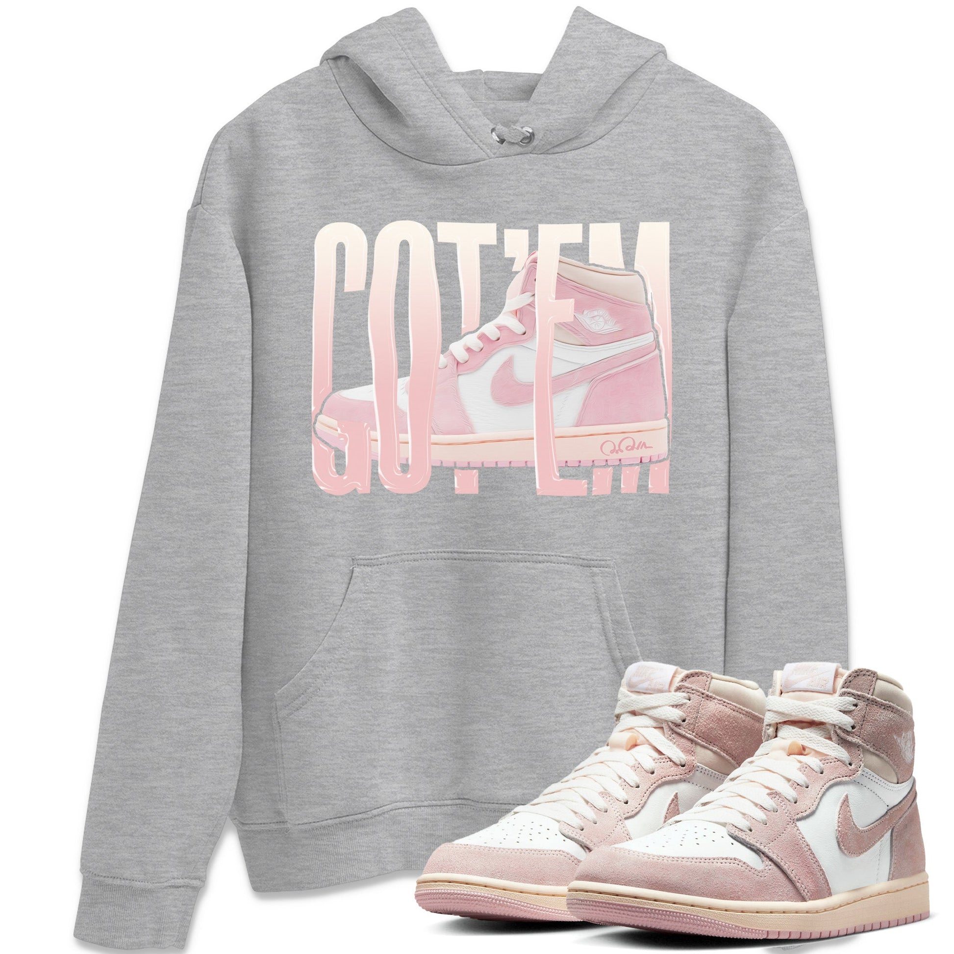 AJ1 Retro High OG Washed Pink Sneaker Match Tees Wiggling Gotem Sneaker Tees AJ1 Retro High OG Washed Pink Sneaker Release Tees Unisex Shirts Heather Grey 1