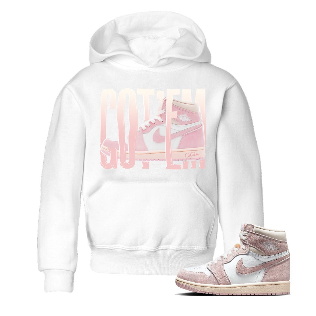 AJ1 Retro High OG Washed Pink Sneaker Match Tees Wiggling Gotem Sneaker Tees AJ1 Retro High OG Washed Pink Sneaker Release Tees Kids Shirts White 1