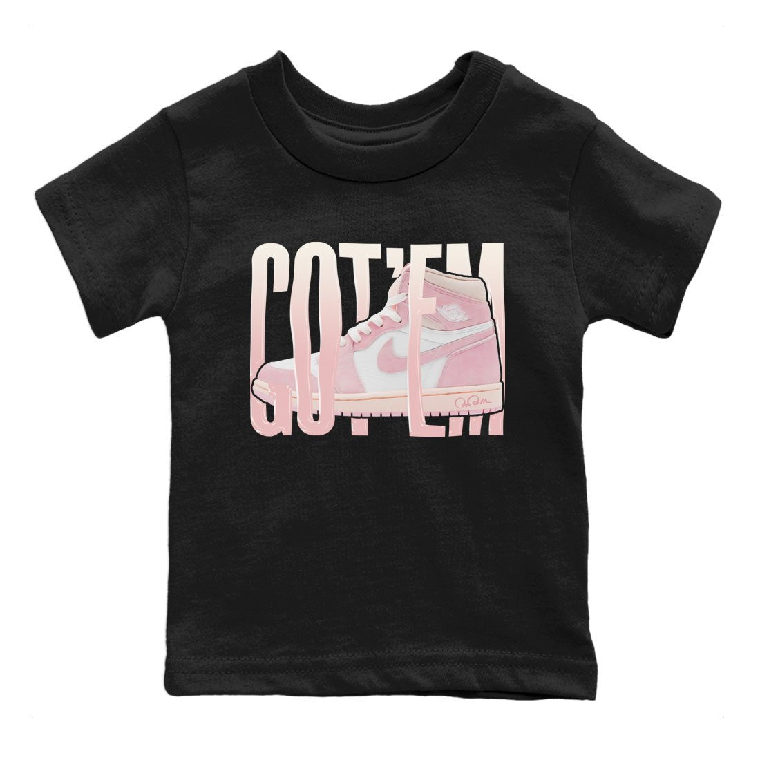 AJ1 Retro High OG Washed Pink Sneaker Match Tees Wiggling Gotem Sneaker Tees AJ1 Retro High OG Washed Pink Sneaker Release Tees Kids Shirts Black 2