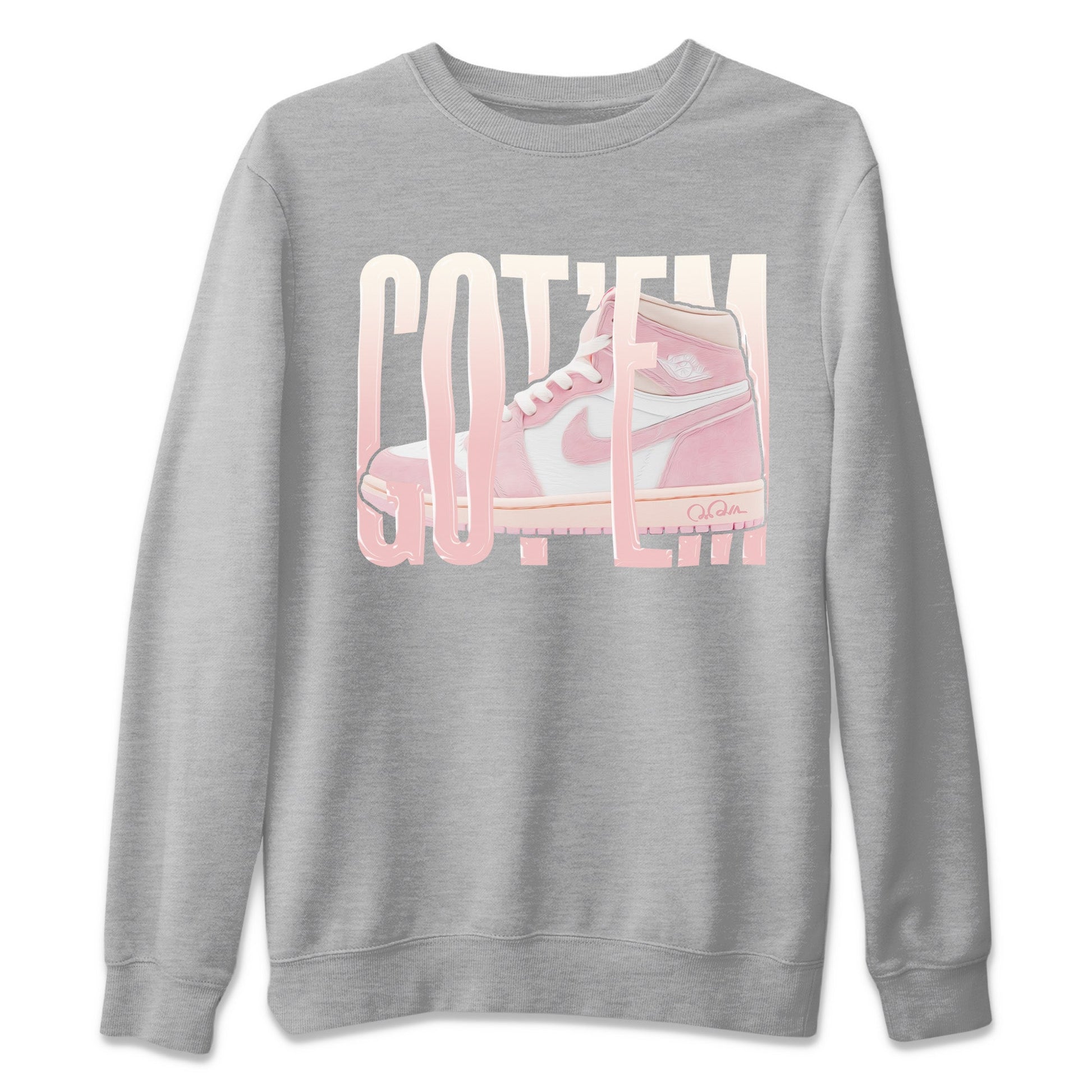 AJ1 Retro High OG Washed Pink Sneaker Match Tees Wiggling Gotem Sneaker Tees AJ1 Retro High OG Washed Pink Sneaker Release Tees Unisex Shirts Heather Grey 2