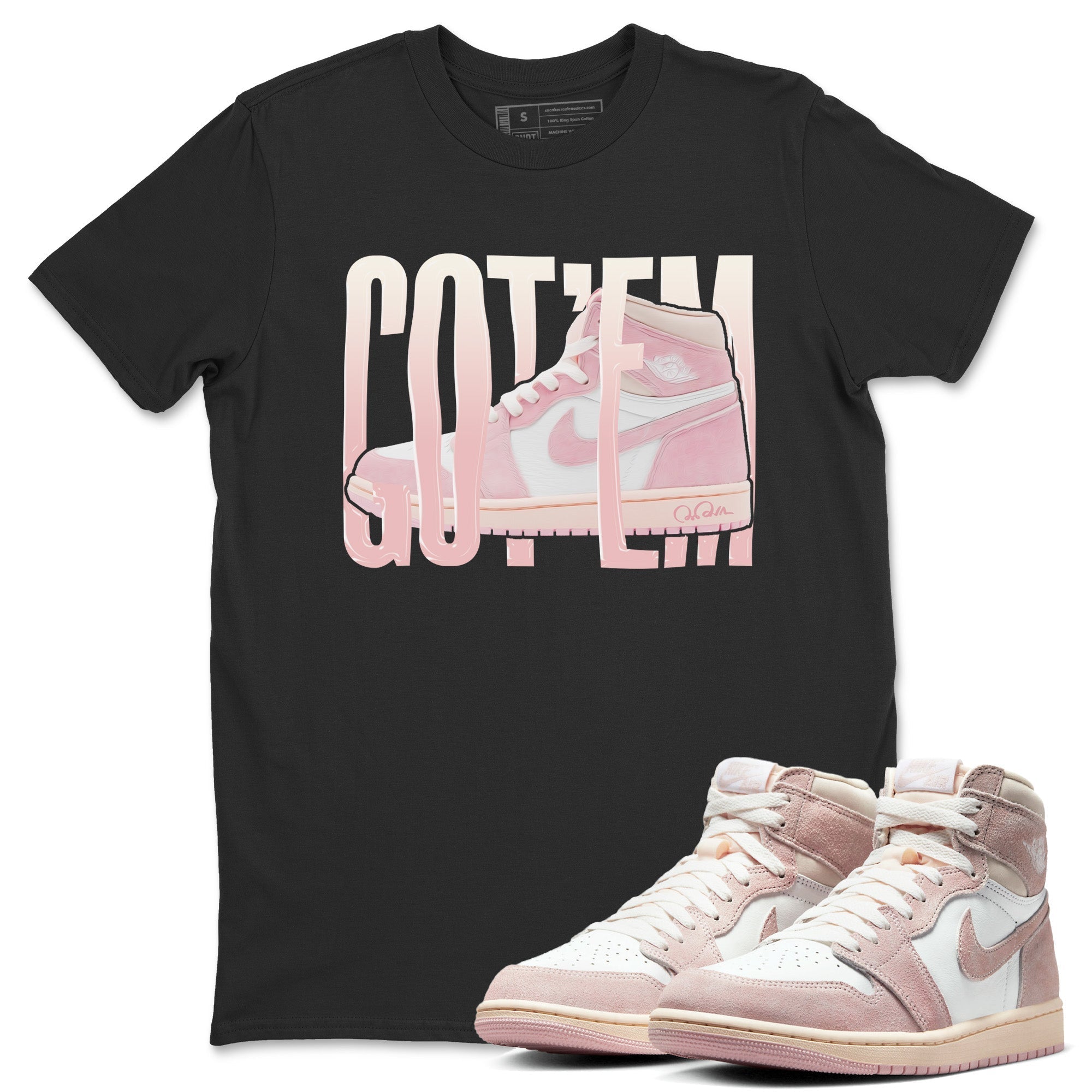 AJ1 Retro High OG Washed Pink Sneaker Match Tees Wiggling Gotem Sneaker Tees AJ1 Retro High OG Washed Pink Sneaker Release Tees Unisex Shirts Black 1