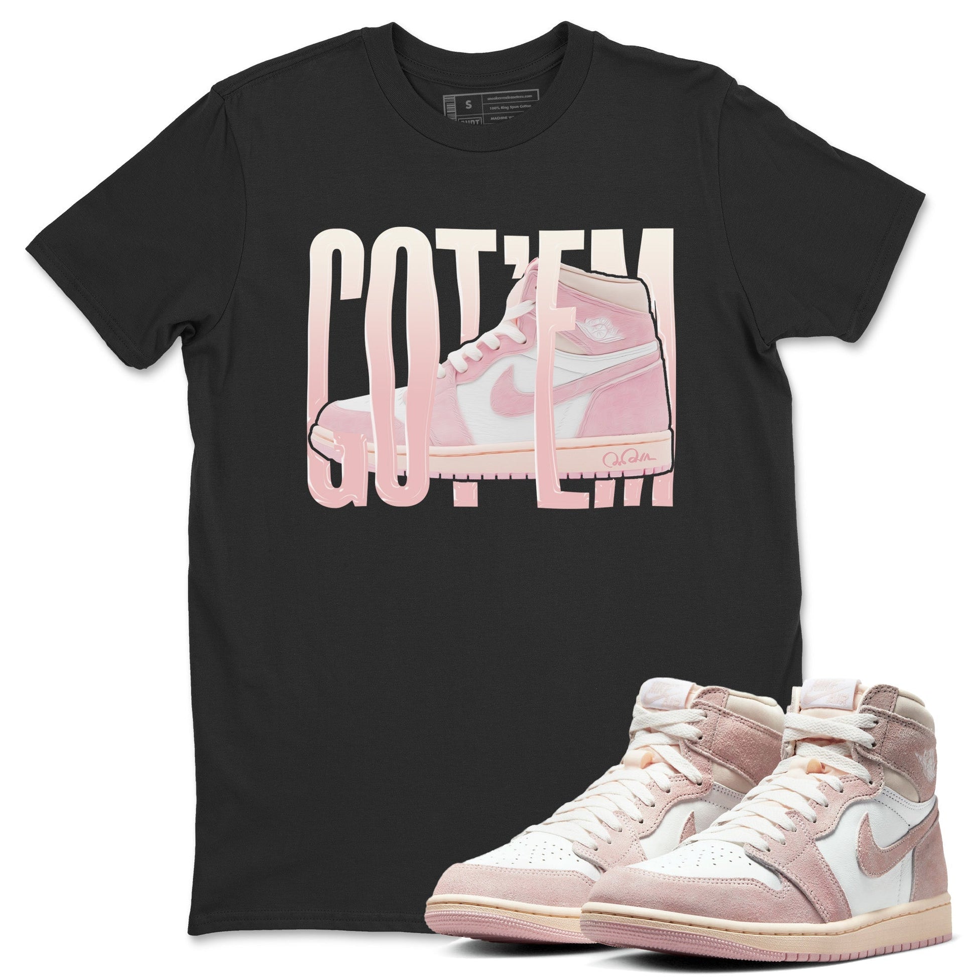 AJ1 Retro High OG Washed Pink Sneaker Match Tees Wiggling Gotem Sneaker Tees AJ1 Retro High OG Washed Pink Sneaker Release Tees Unisex Shirts Black 1