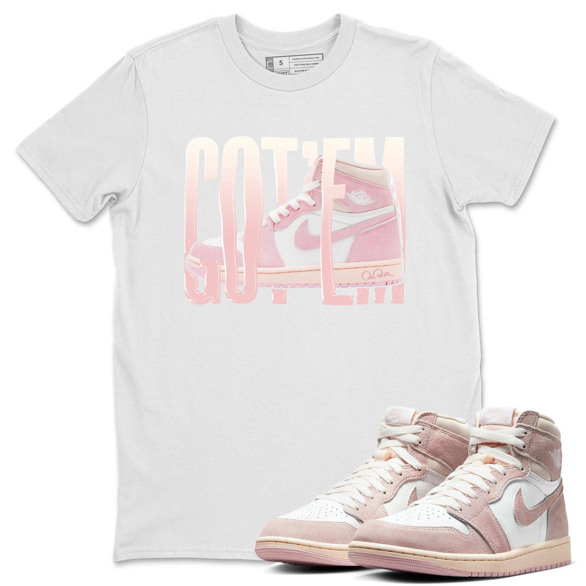 AJ1 Retro High OG Washed Pink Sneaker Match Tees Wiggling Gotem Sneaker Tees AJ1 Retro High OG Washed Pink Sneaker Release Tees Unisex Shirts White 1