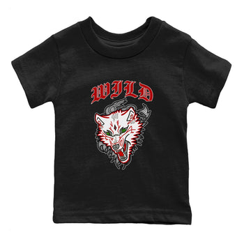 Air Jordan 13 Wolf Grey Sneaker Match Tees Wild Animal Sneaker Tees AJ13 Wolf Grey Sneaker Release Tees Kids Shirts Black 2