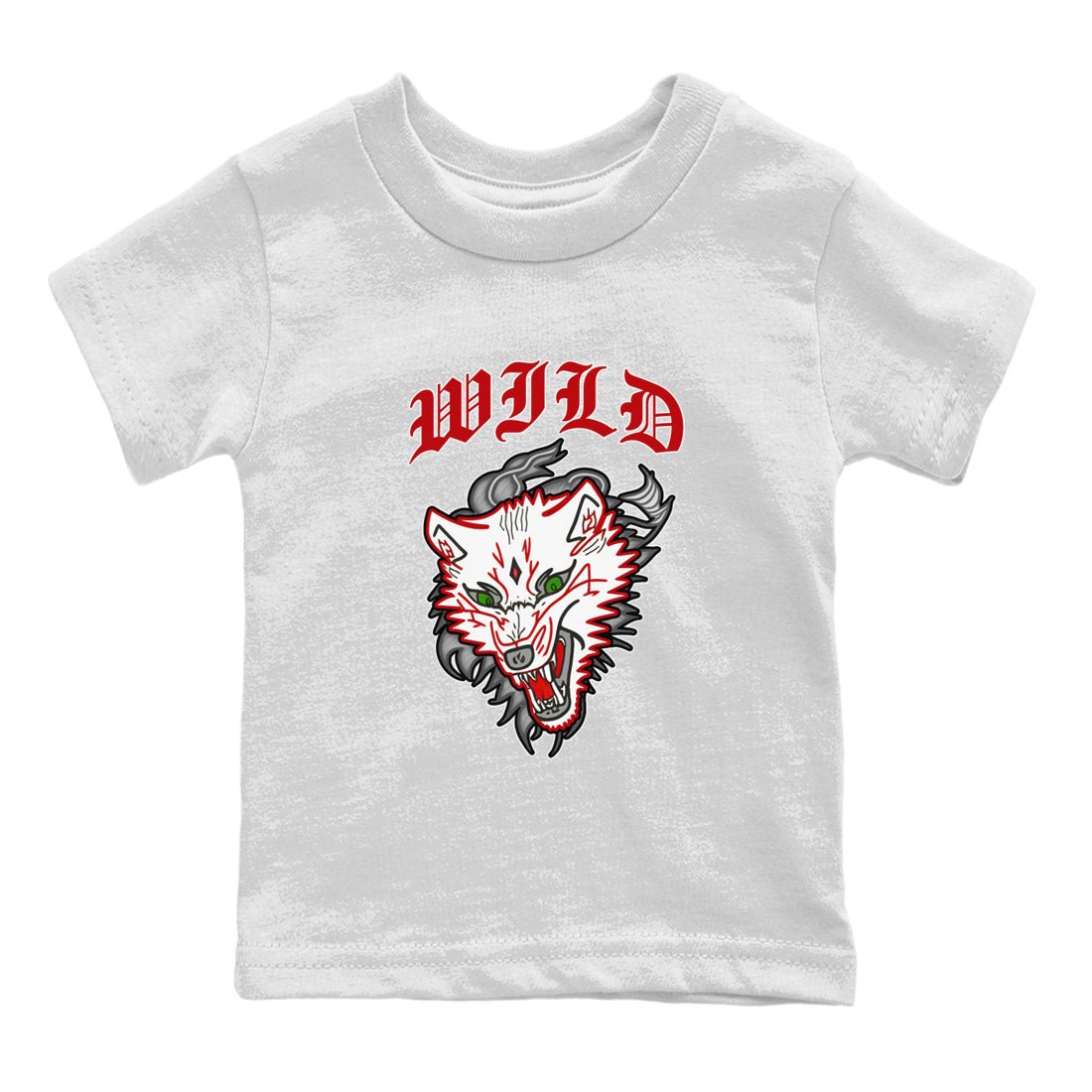 Air Jordan 13 Wolf Grey Sneaker Match Tees Wild Animal Sneaker Tees AJ13 Wolf Grey Sneaker Release Tees Kids Shirts White 2