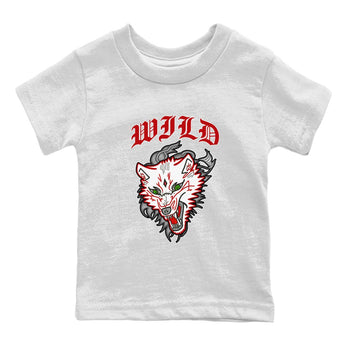 Air Jordan 13 Wolf Grey Sneaker Match Tees Wild Animal Sneaker Tees AJ13 Wolf Grey Sneaker Release Tees Kids Shirts White 2