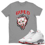 Air Jordan 13 Wolf Grey Sneaker Match Tees Wild Animal Sneaker Tees AJ13 Wolf Grey Sneaker Release Tees Unisex Shirts Heather Grey 1