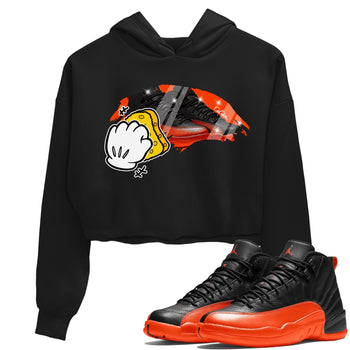 Air Jordan 12 Brilliant Orange Sneaker Match Tees Wiping Sneaker Tees AJ12 Brilliant Orange Sneaker Release Tees Women's Shirts Black 1