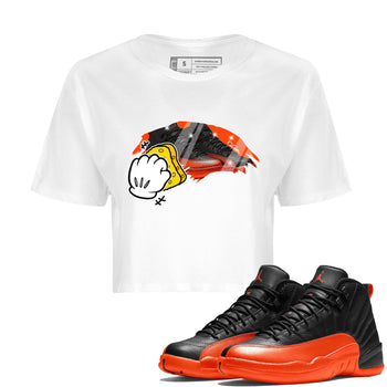 Air Jordan 12 Brilliant Orange Sneaker Match Tees Wiping Sneaker Tees AJ12 Brilliant Orange Sneaker Release Tees Women's Shirts White 1